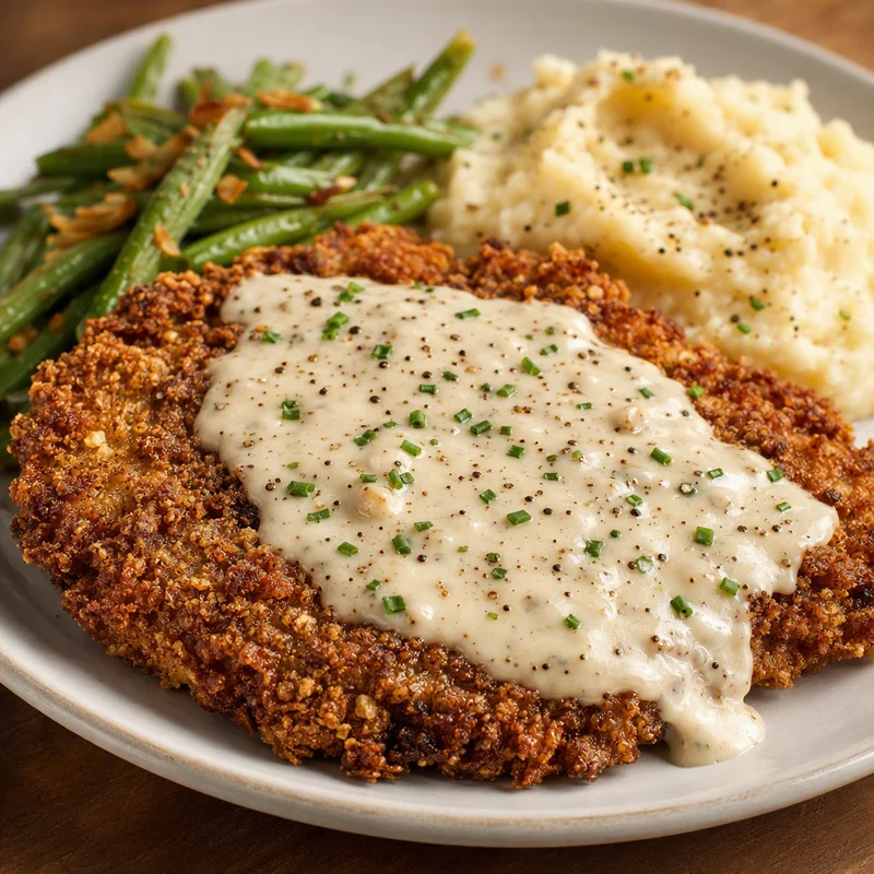 Crispy Chicken-Fried Steak with Black Pepper Cream Gravy