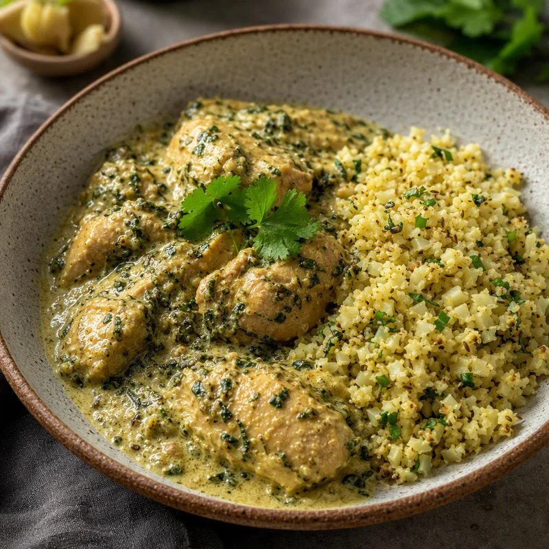 Methi Malai Chicken with Ginger Cauliflower Rice