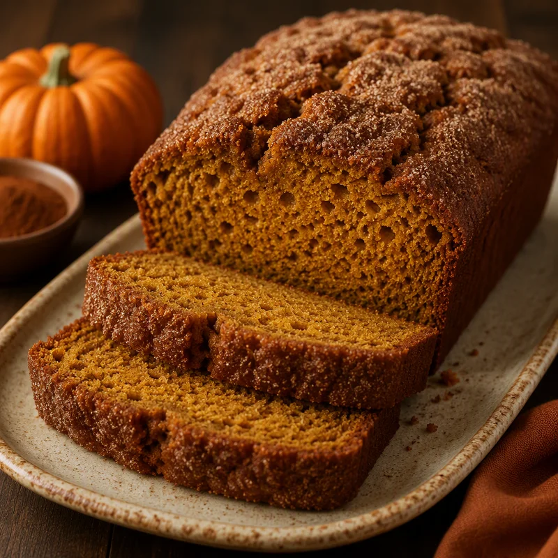 Bakery-Style Pumpkin Loaf with a Crackly Cinnamon-Sugar Top