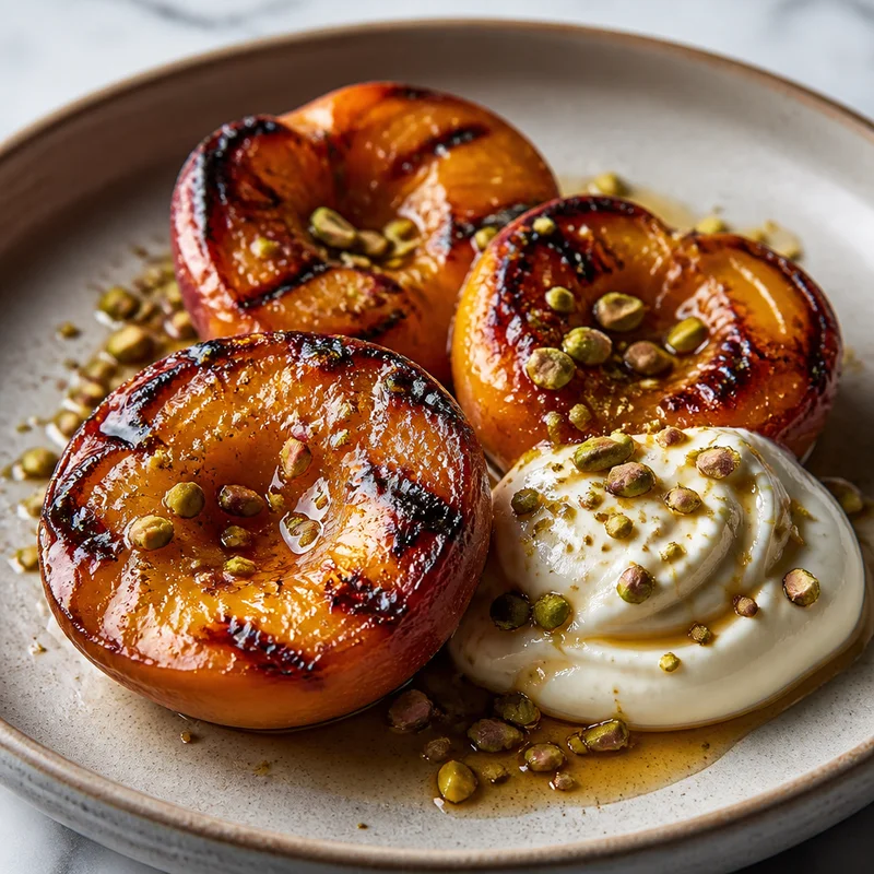 Grilled Peaches with Honeyed Mascarpone Cream