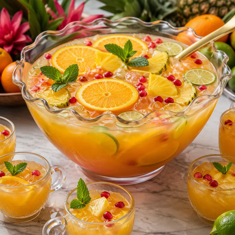 Big-Batch Tropical Fruit Punch with Citrus Oleo-Saccharum