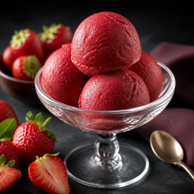 Deep-Red Strawberry Sorbet
