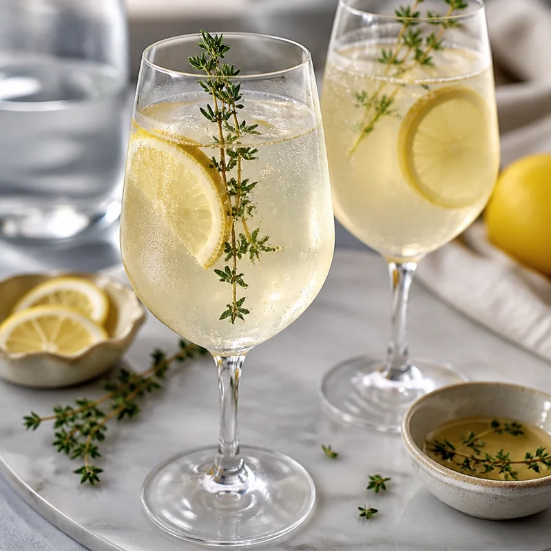 White Wine Spritzer with Lemon-Thyme Syrup