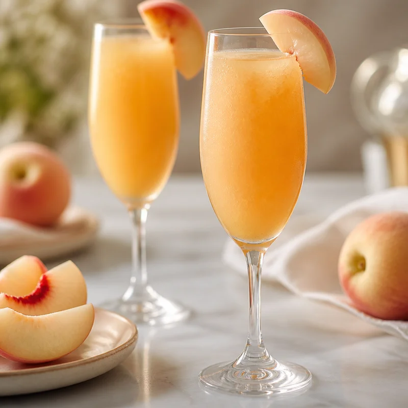 White Peach Bellini with Fresh Peach Purée