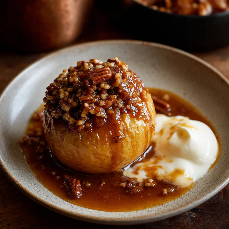 Cider-Basted Baked Apples with Brown Butter Pecan Filling