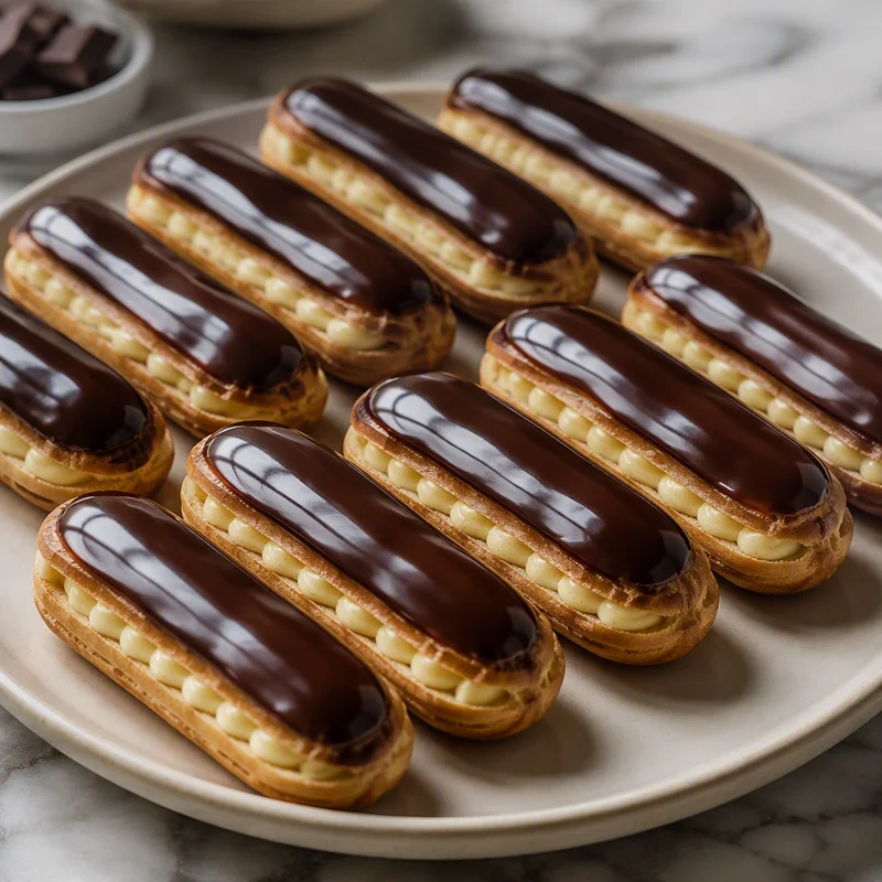 Chocolate Éclairs with Vanilla Bean Pastry Cream