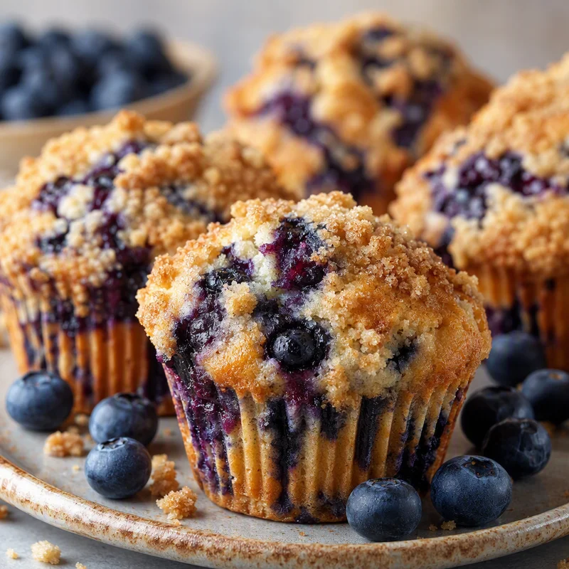 Sky-High Bakery-Style Blueberry Muffins with Brown Sugar Streusel