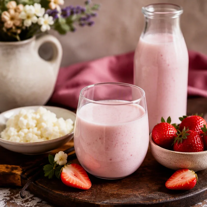 Countertop Milk Kefir with a Strawberry-Vanilla Second Ferment