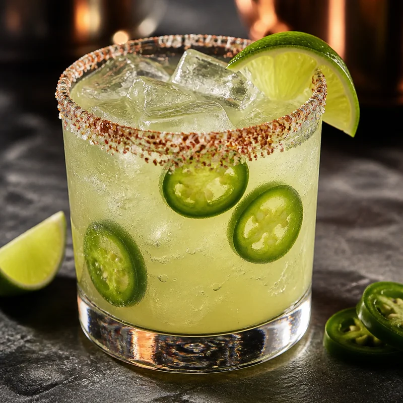 Jalapeño-Infused Spicy Margarita with Chili-Lime Salt Rim