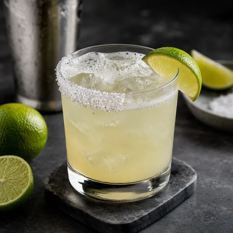 Shaken Fresh-Lime Margarita with a Half-Salted Rim