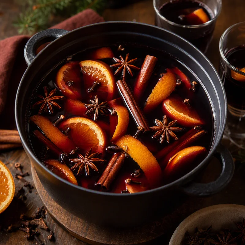 Whole-Spice Mulled Wine with Orange and Star Anise