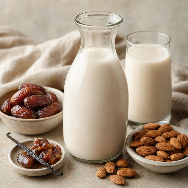 Silky Almond Milk from Scratch with Date and Vanilla