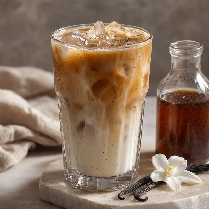 Iced Vanilla Latte with Real Vanilla Bean Syrup
