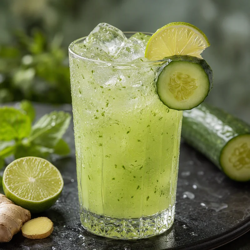 Blender Cucumber–Lime Cooler with Ginger Syrup