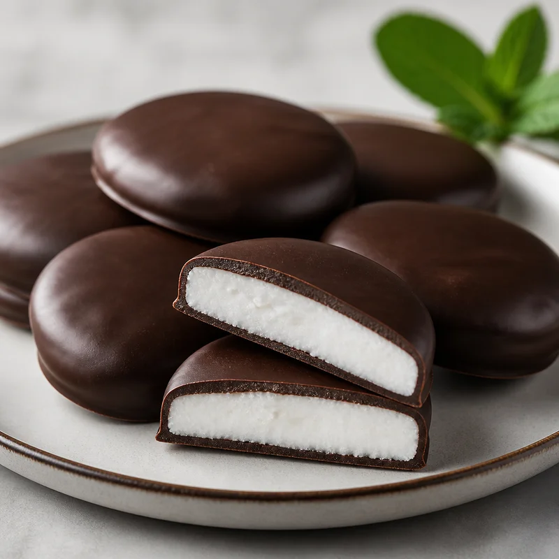 Snap-Coated Dark Chocolate Peppermint Patties