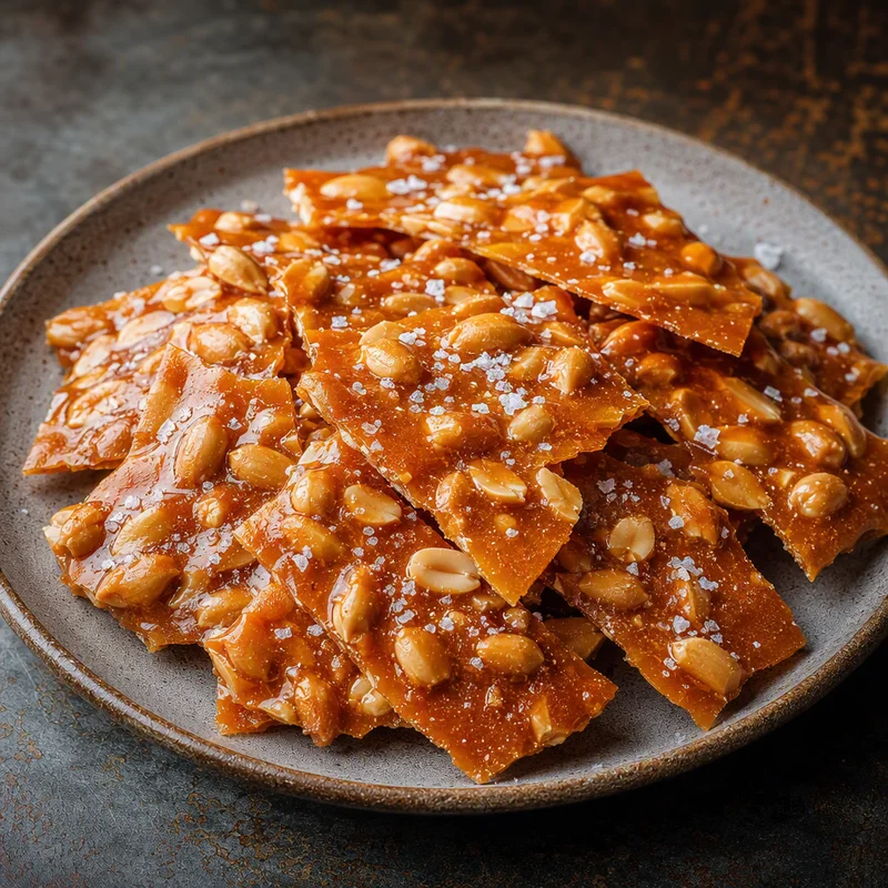 Glass-Thin Peanut Brittle with Roasted Peanuts & Flaky Salt