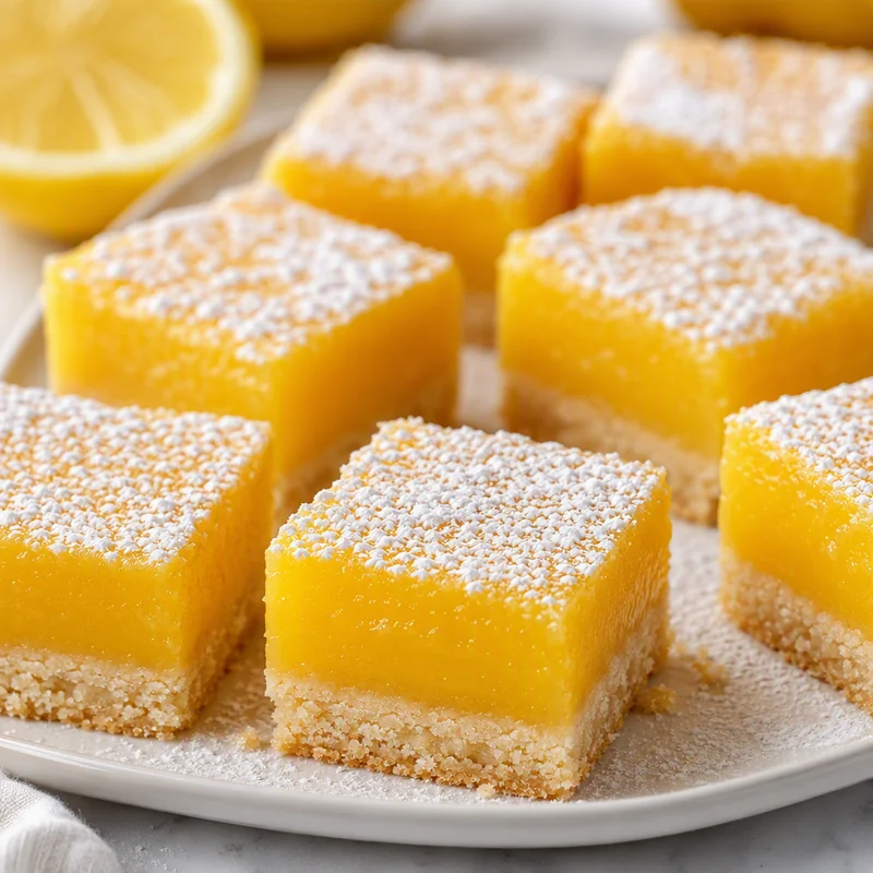 Tall Lemon Bars with a Crisp Shortbread Base