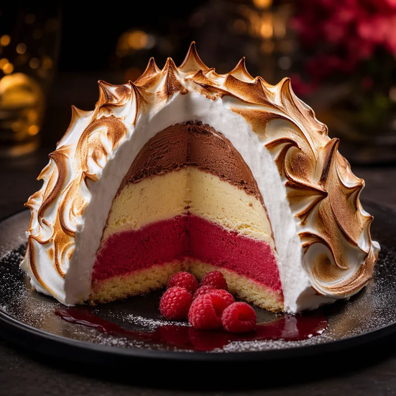 Torched Baked Alaska with a Three-Layer Ice Cream Dome