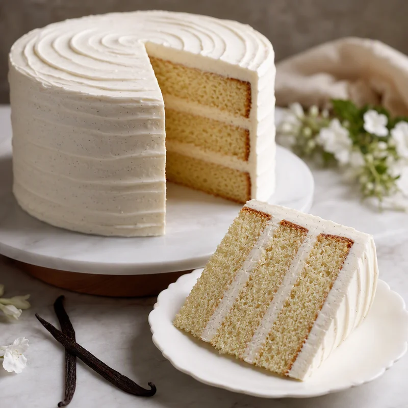 Classic Vanilla Layer Cake with Silky Vanilla Bean Buttercream