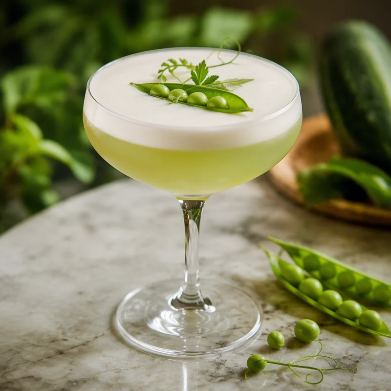 Garden Sour with Snap Pea–Herb Cordial