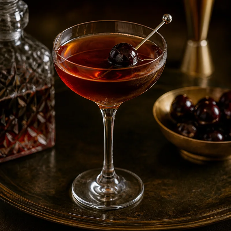 Stirred Rye Manhattan with Homemade Brandied Cherries