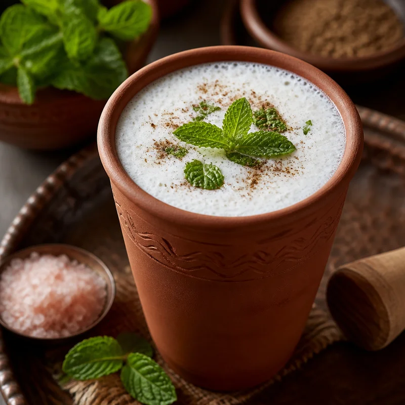 Hand-Churned Salted Lassi (Chaas) with Black Salt & Mint