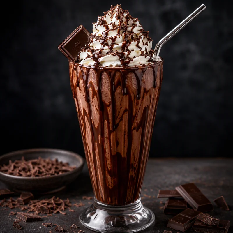 Double Dark Chocolate Shake with Scratch Ganache Syrup