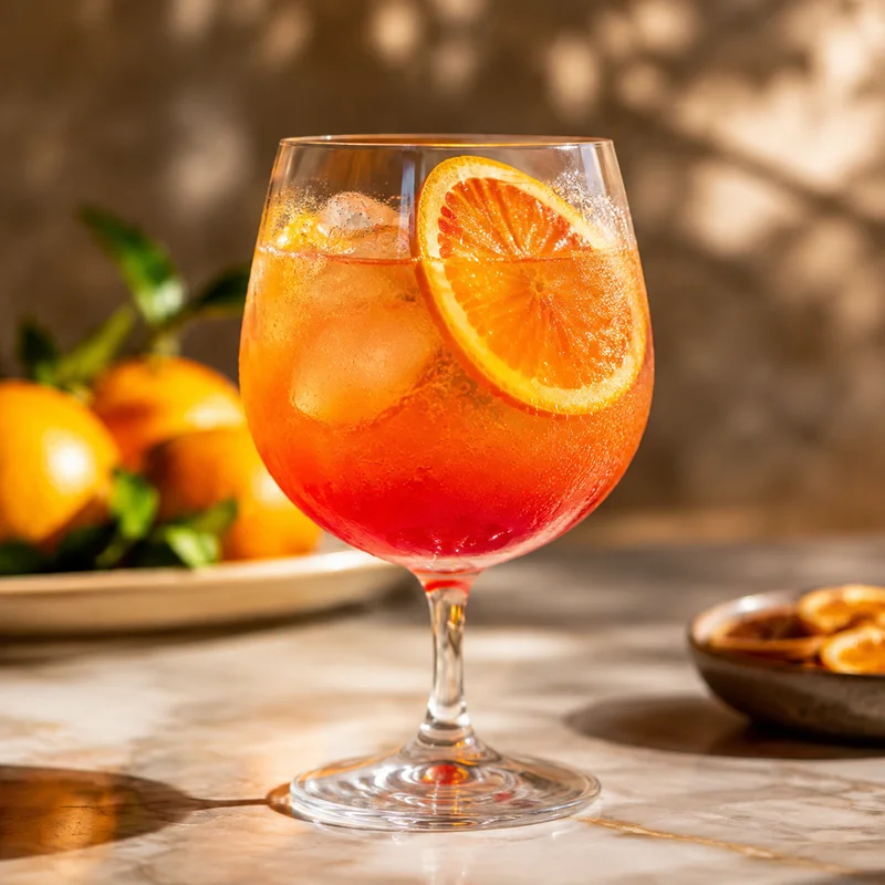 Zero-Proof Aperitif Spritz with Bitter Orange Cordial