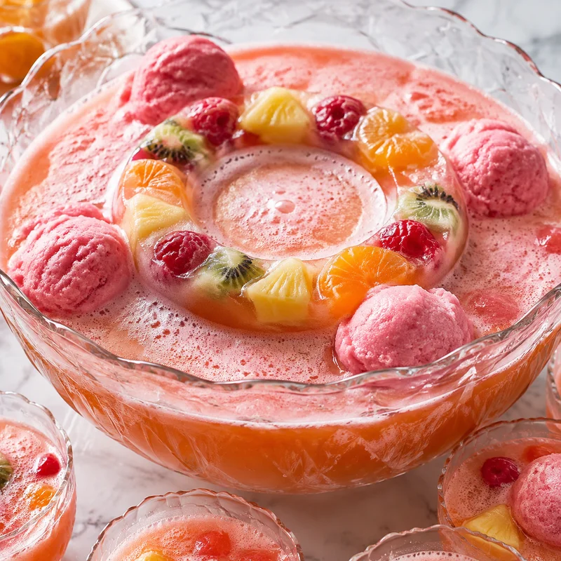 Big-Bowl Sherbet Punch with a Fruit Ice Ring