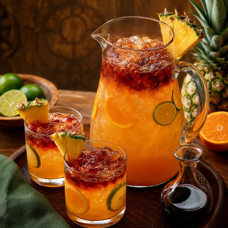 Planter's Punch Pitcher with Scratch Grenadine and a Bitters Float