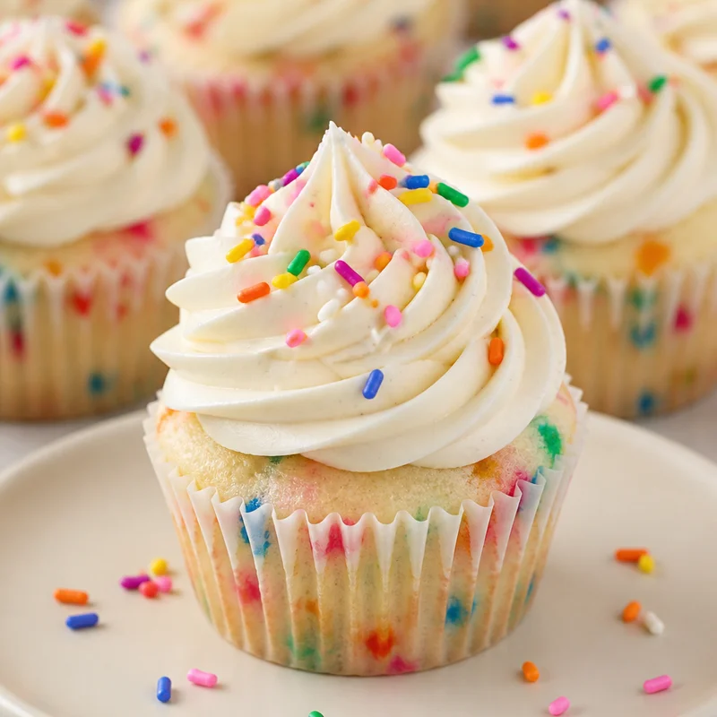 Bakery-Style Funfetti Cupcakes with Vanilla Bean Buttercream