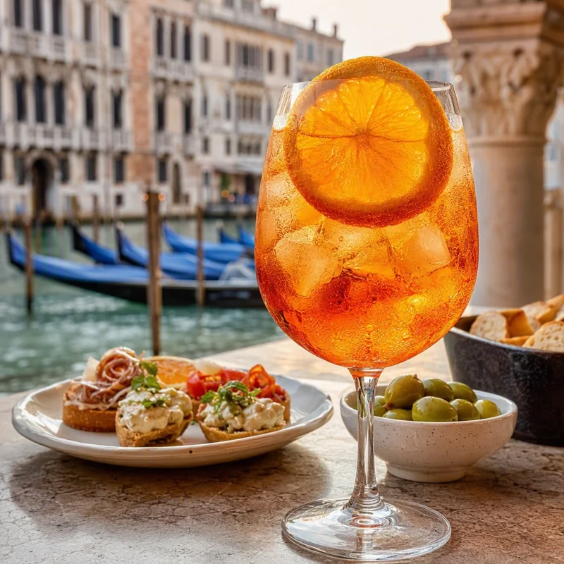 Venetian Aperol Spritz with Ice-Cold Prosecco and a Fat Orange Wheel