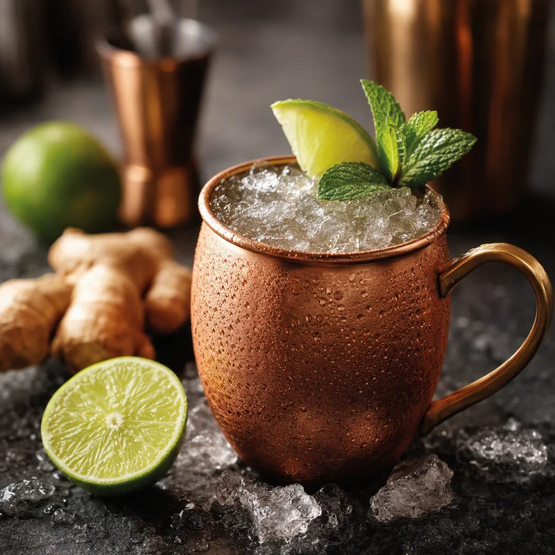 Copper Mug Moscow Mule with Fresh Ginger Syrup