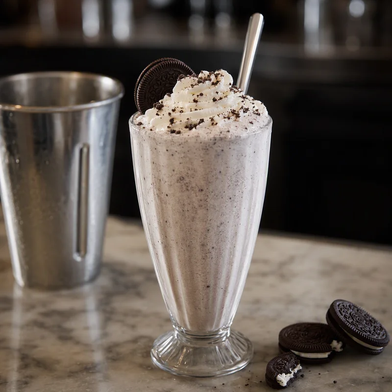 Soda-Fountain Cookies and Cream Shake with Cookie-Steeped Milk