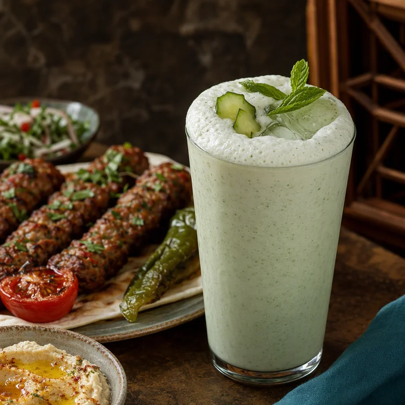 Blender-Frothed Mint Ayran with Cucumber Ice