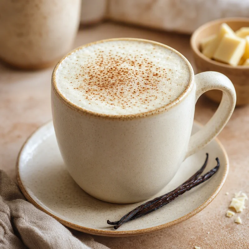 Café-Style White Drinking Chocolate with Toasted Milk & Vanilla Bean