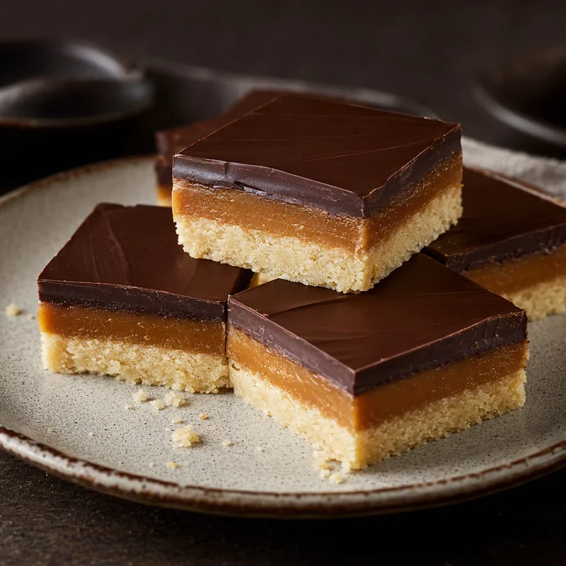Millionaire's Shortbread with Chewy Caramel and Snappy Dark Chocolate