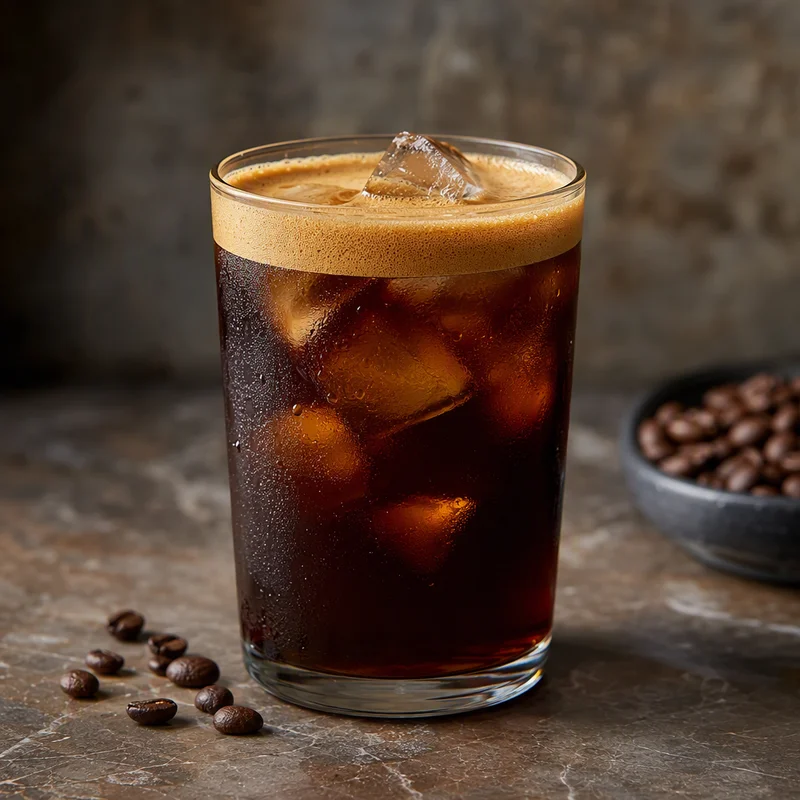 Café-Style Iced Americano with a Thick Espresso Crema