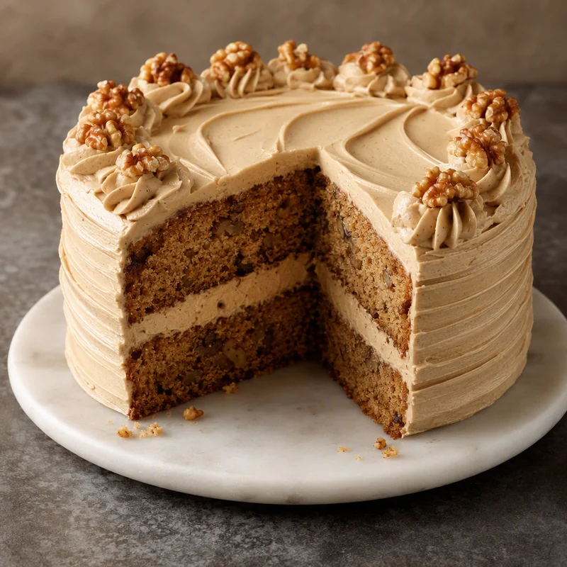Coffee & Walnut Layer Cake with Espresso Buttercream