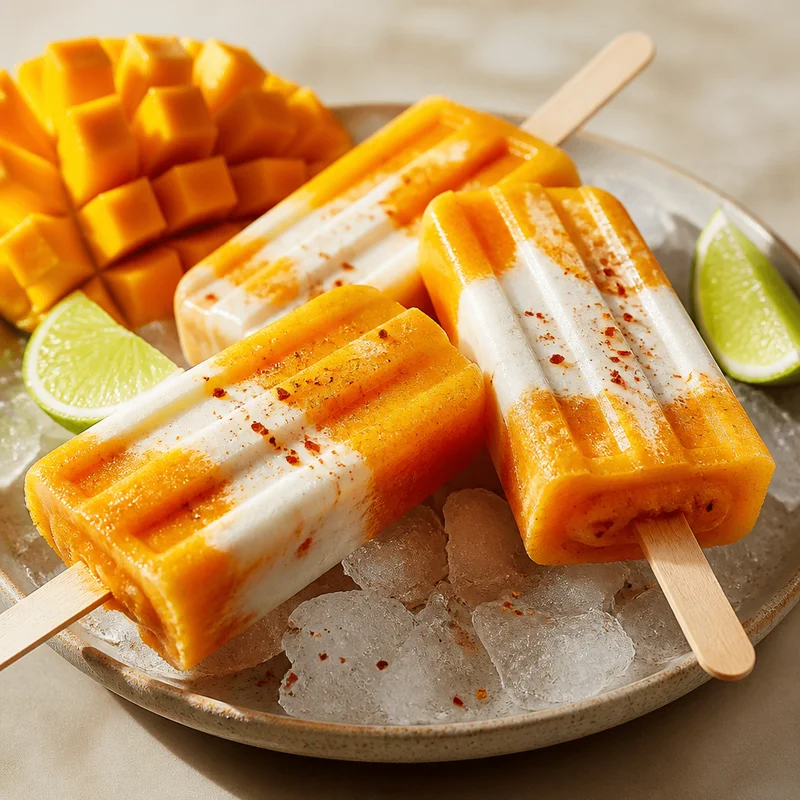 Mango-Chile Paletas with Coconut Cream Swirl