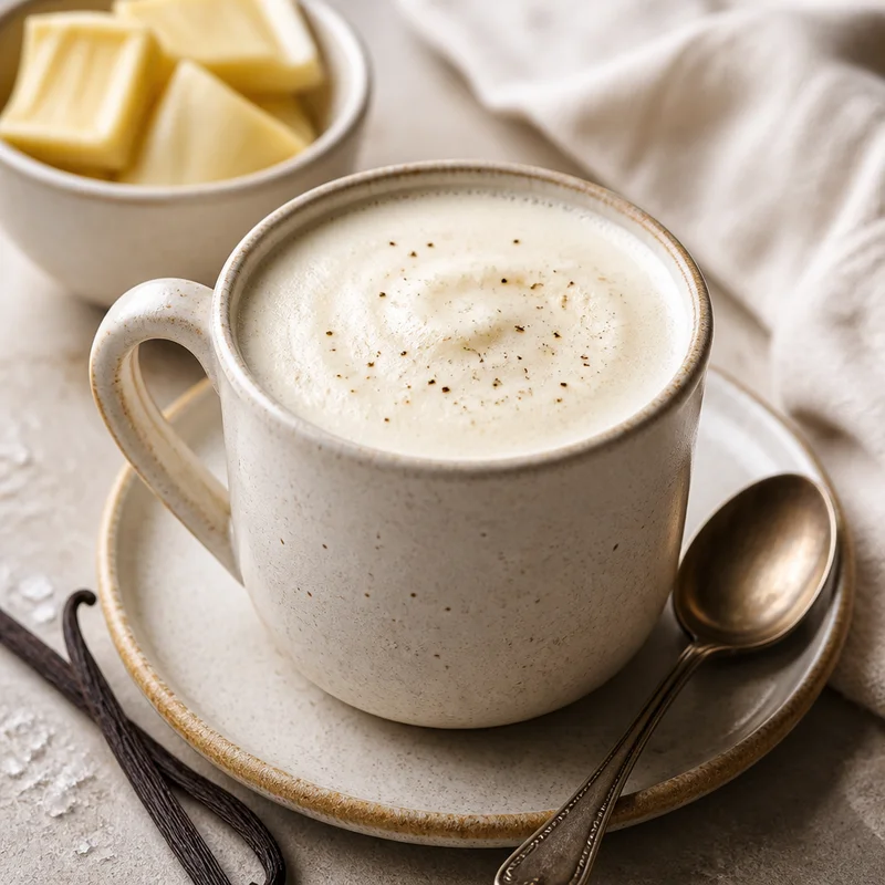 Silky White Hot Chocolate with Vanilla Bean & Sea Salt