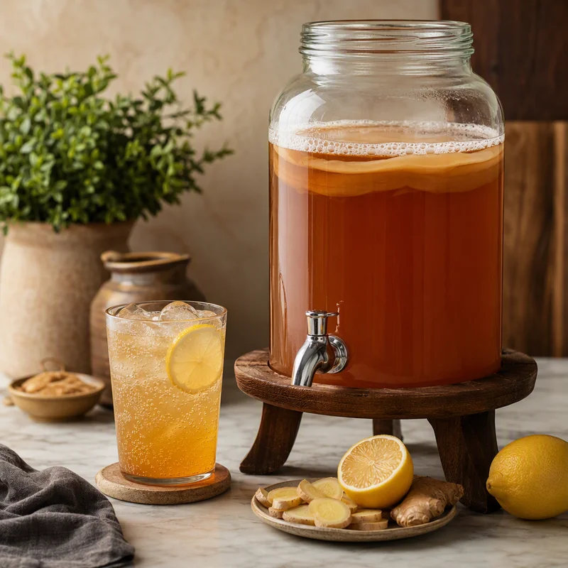 Continuous-Brew Kombucha with a Ginger-Lemon Fizz