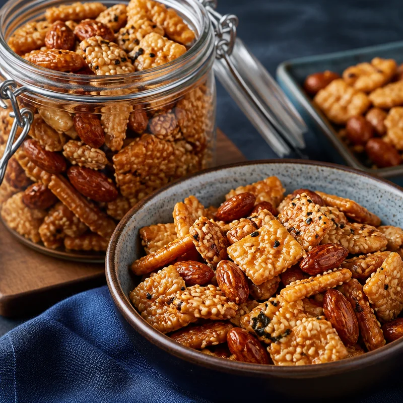 Honey Sesame Snack Mix with Rice Crackers & Almonds