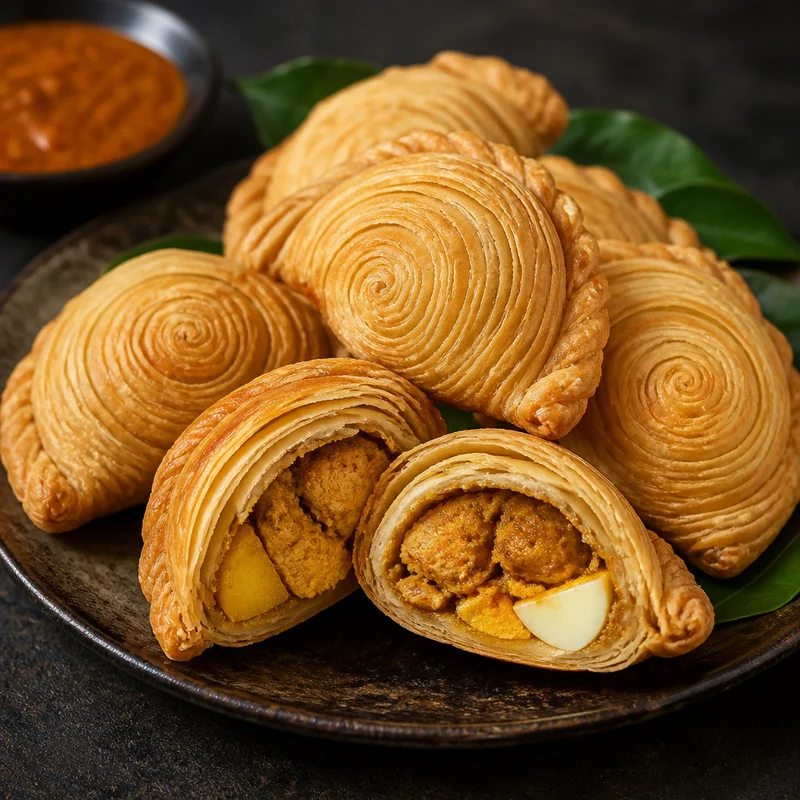 Spiral Curry Puffs with Chicken, Potato & Egg