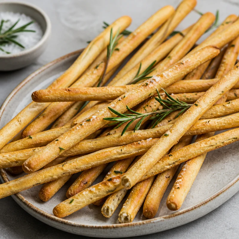 Hand-Rolled Grissini with Rosemary, Sea Salt & Semolina