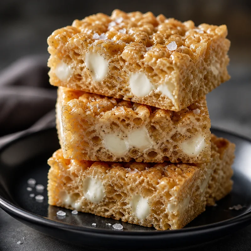 Brown-Butter Crispy Rice Treats with Vanilla Bean & Flaky Salt