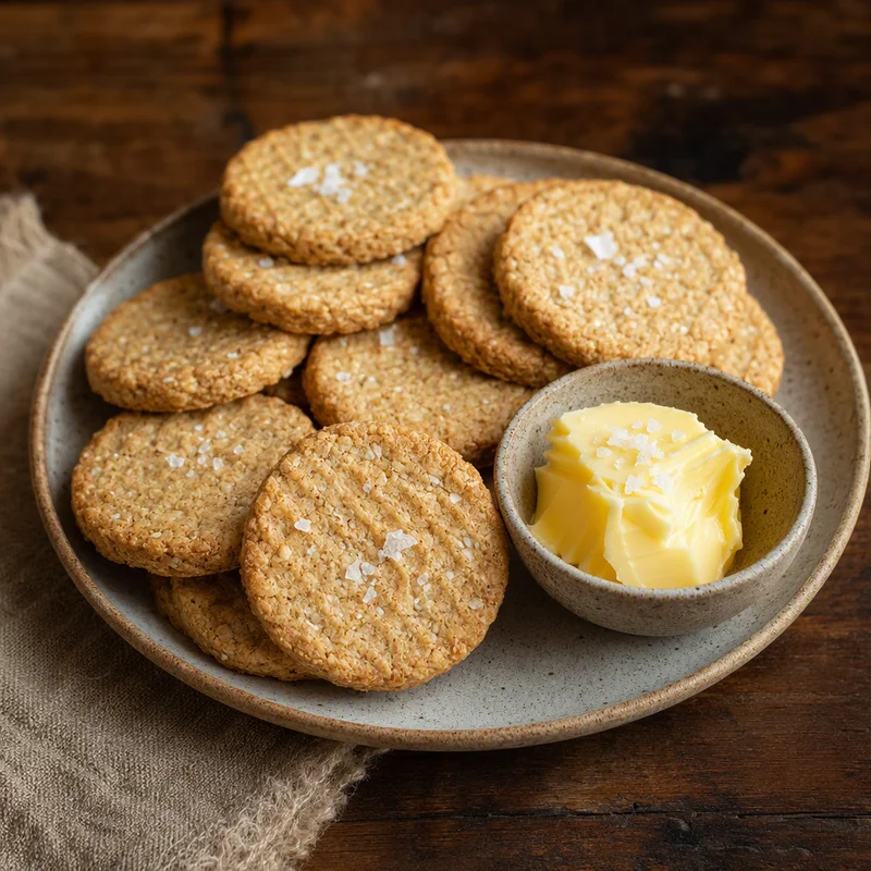 Crisp Highland Oatcakes with Butter & Flaky Salt