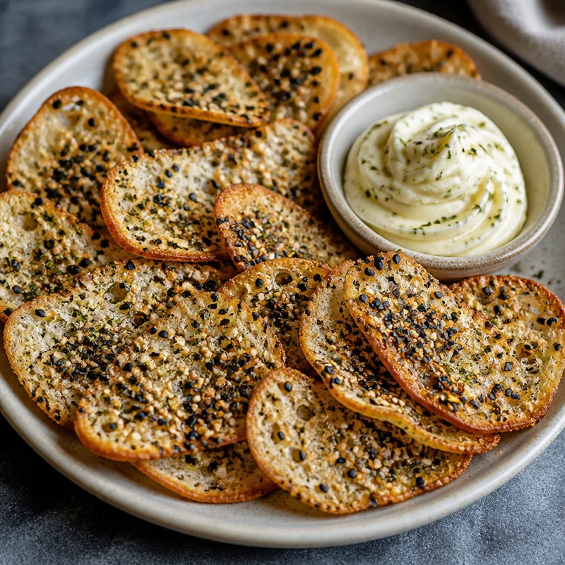 Shatter-Crisp Everything Bagel Chips with Garlic-Herb Butter