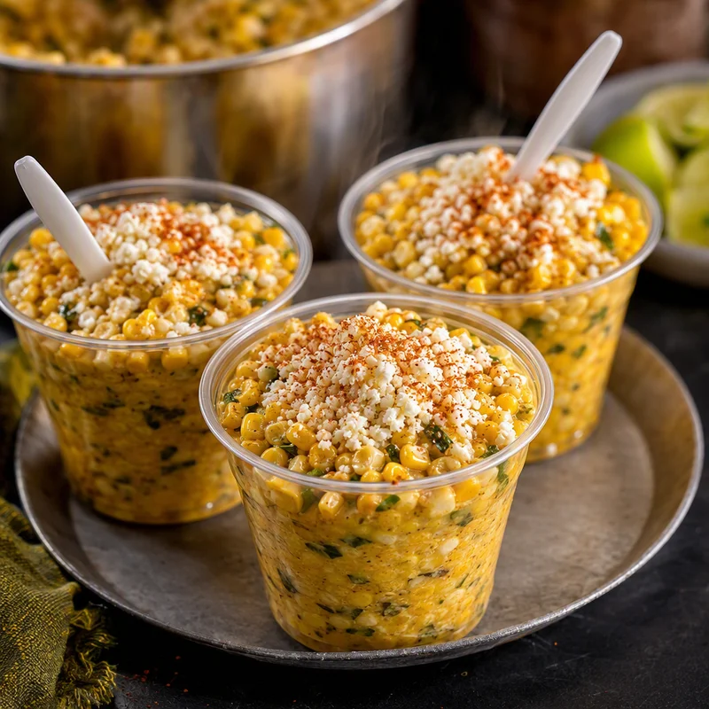 Esquites in a Cup with Epazote, Cotija & Chile Lime