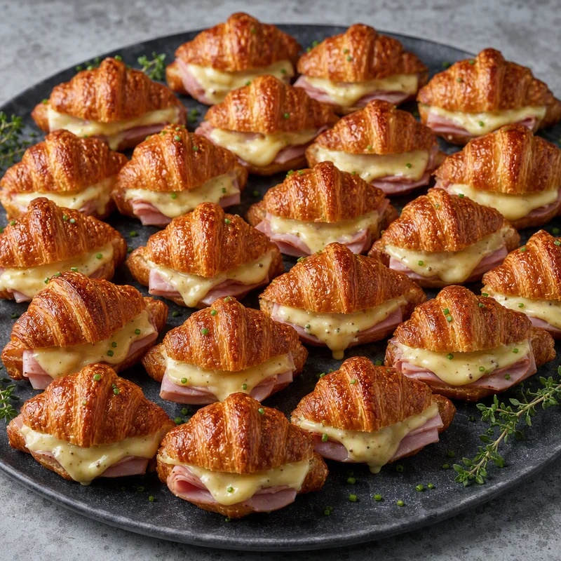 Ham & Gruyère Croissant Bites with Dijon Mornay